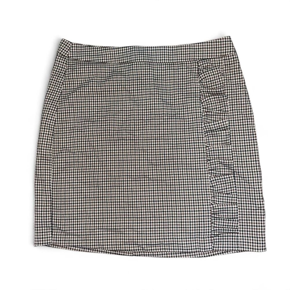 Vero Moda Women's Brown Plaid Skirt with Ruffles SZ 4-6 EU 36